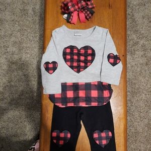Plaid Heart Set with BOW